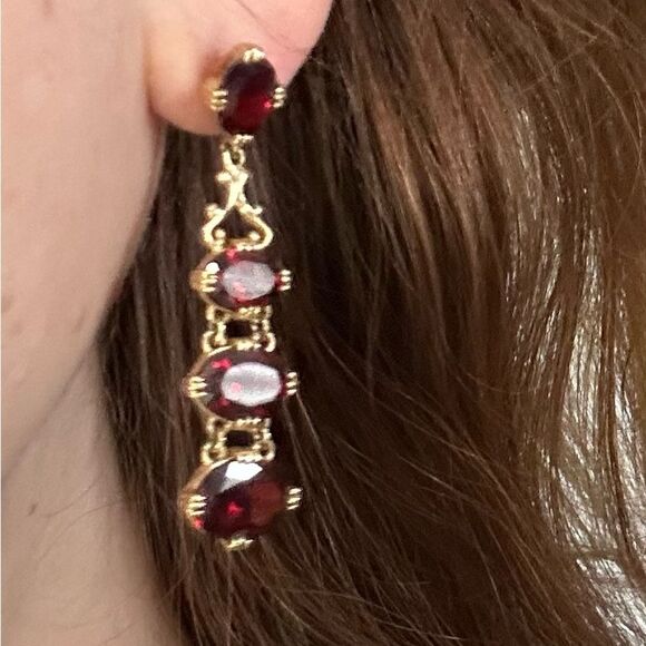 Vintage MFA 14k And Ruby Georgian Revival Earrings - Picture 9 of 10